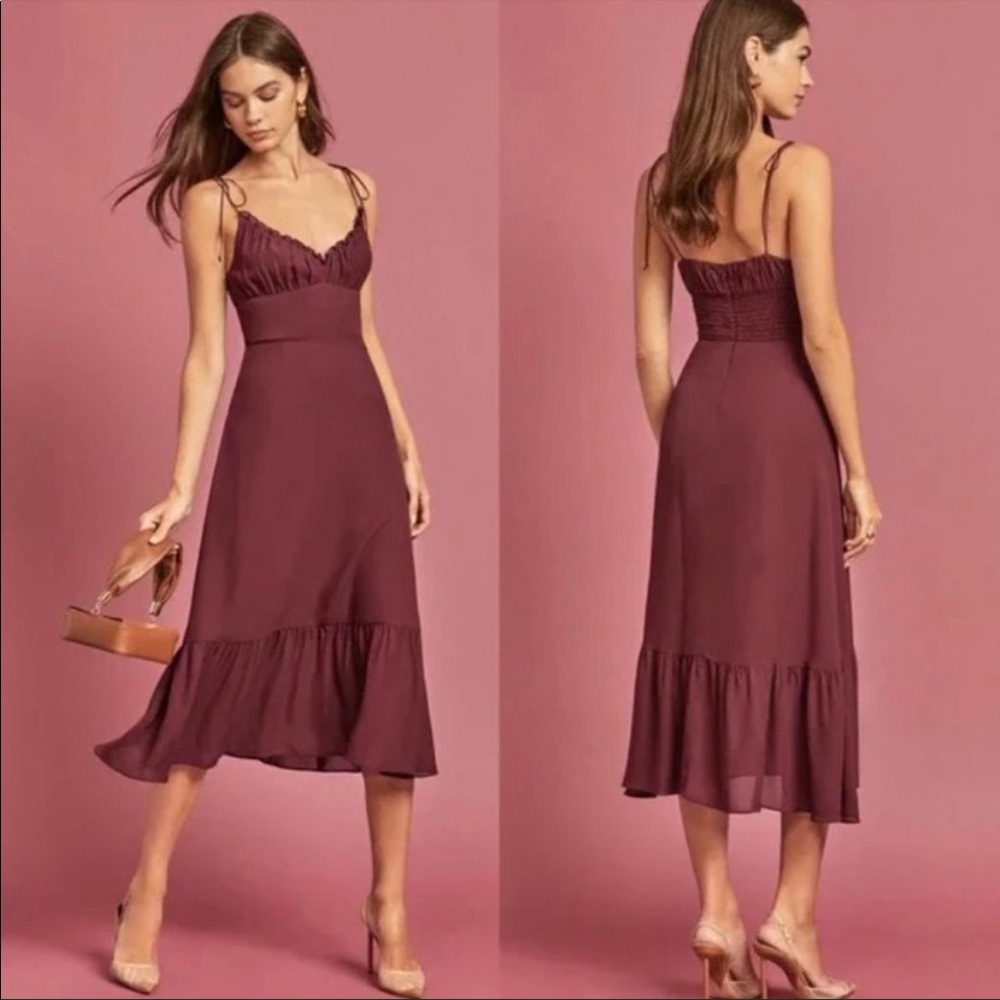 Reformation Burgundy Embry Midi Dress